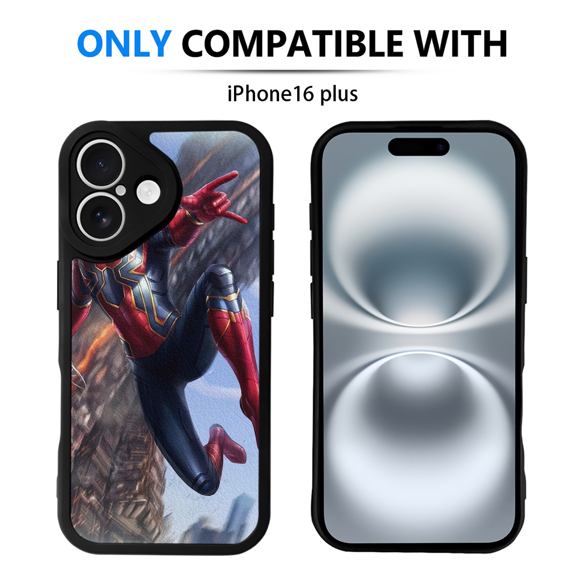 （画像用） Spider Man スパイダーマン 【iPhone 16シリーズ対応】シリコンスマホケース（レザー調） 材質：シリコン